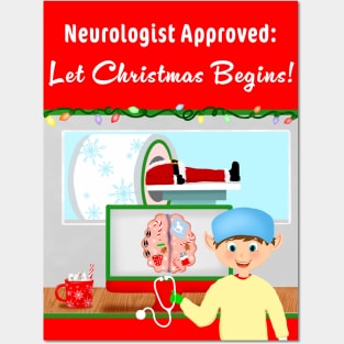 Santa In MRI Christmas Neurologist Posters and Art